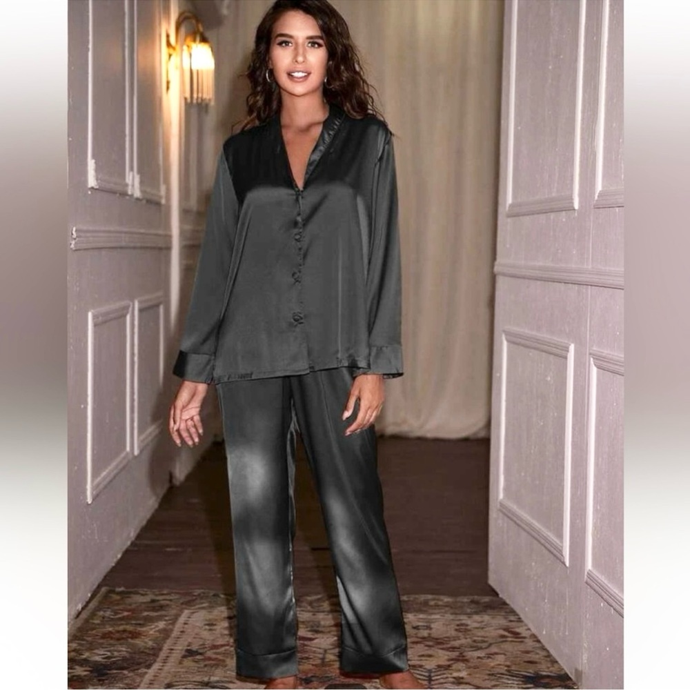 Black Satin PJ Set
